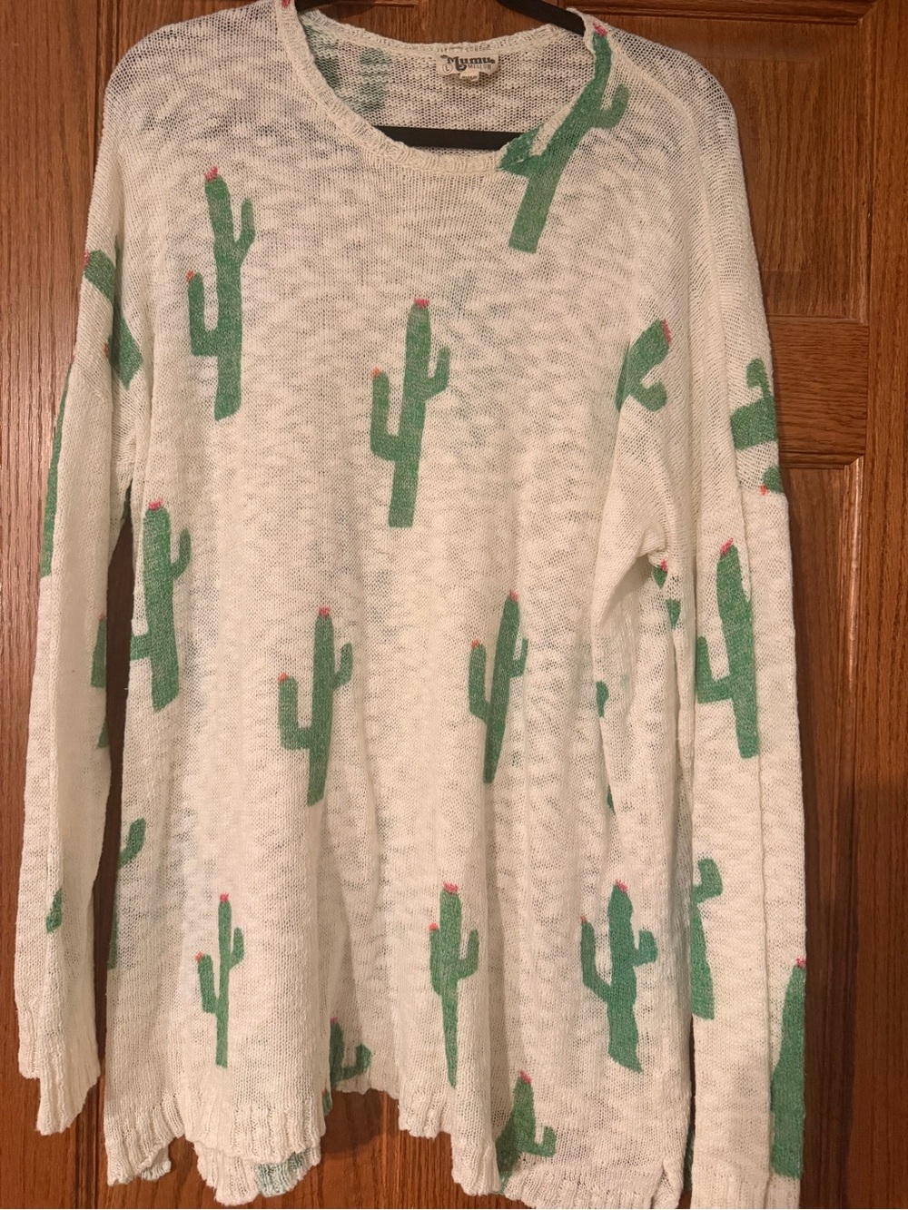 Show Me Your Mumu Cream Cactus-Print Lightweight Sweater